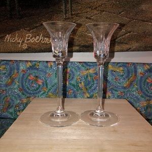 Ceska Czech Set of 2 Tall elegant Glass crystal Candle Holders